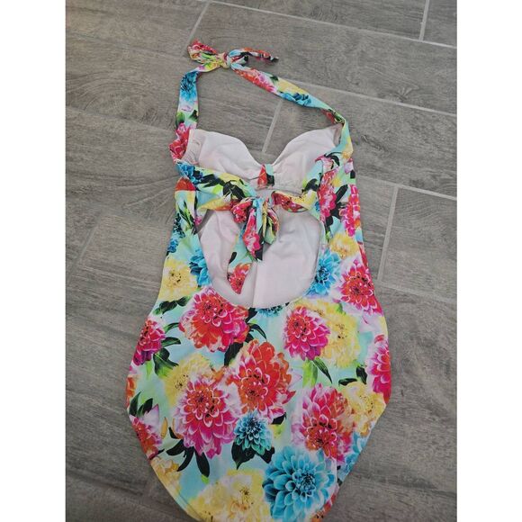 Women's Anthropologie Seafolly One Piece Floral Swimsuit Halter Neck Size US 8 - Picture 4 of 10